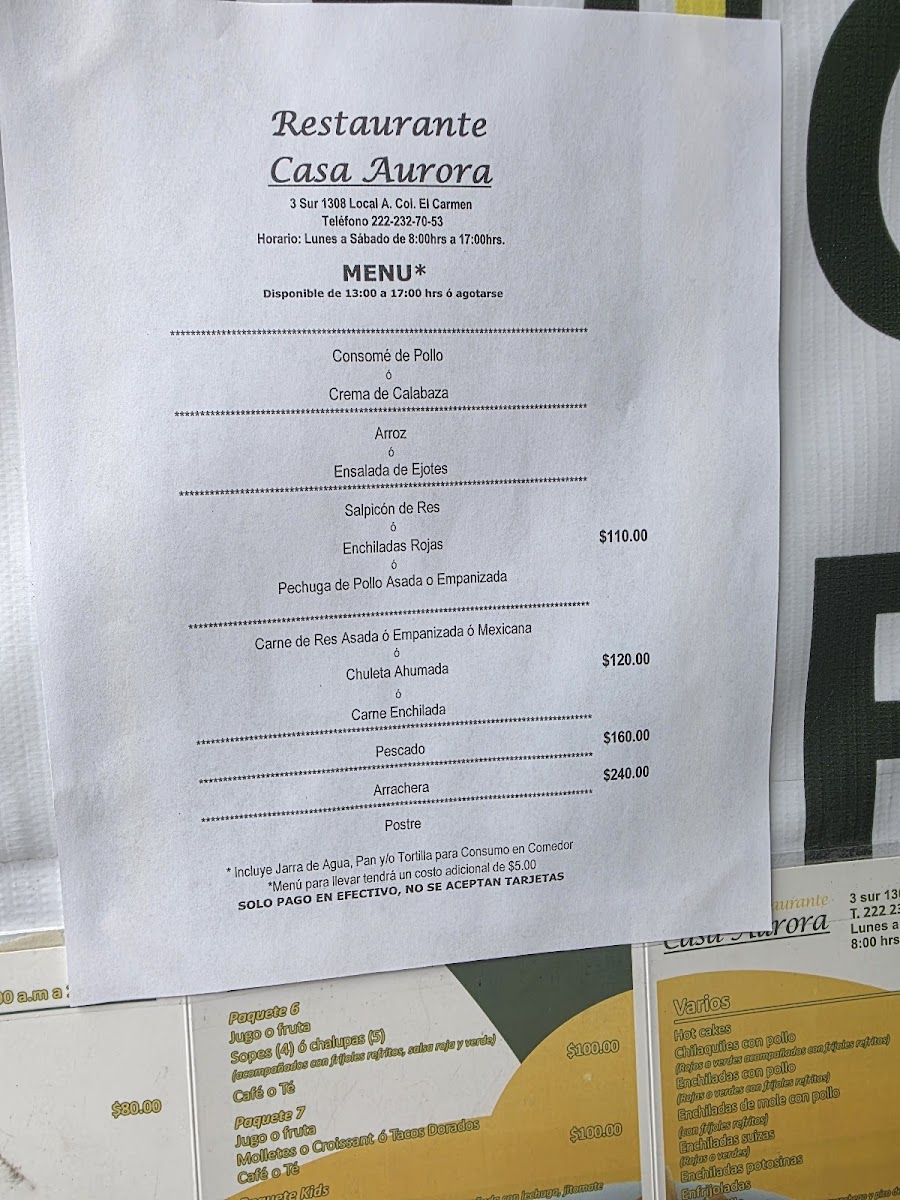 Restaurante CASA AURORA Menu - Image 1